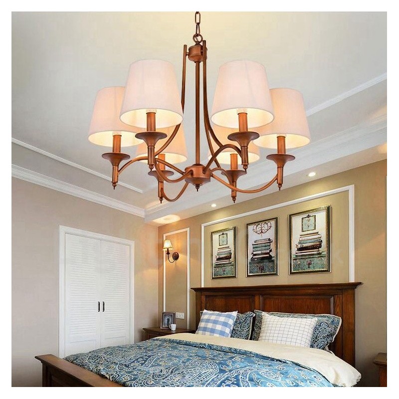 6 Light Rustic Lodge Integrated Metal Chandelier
