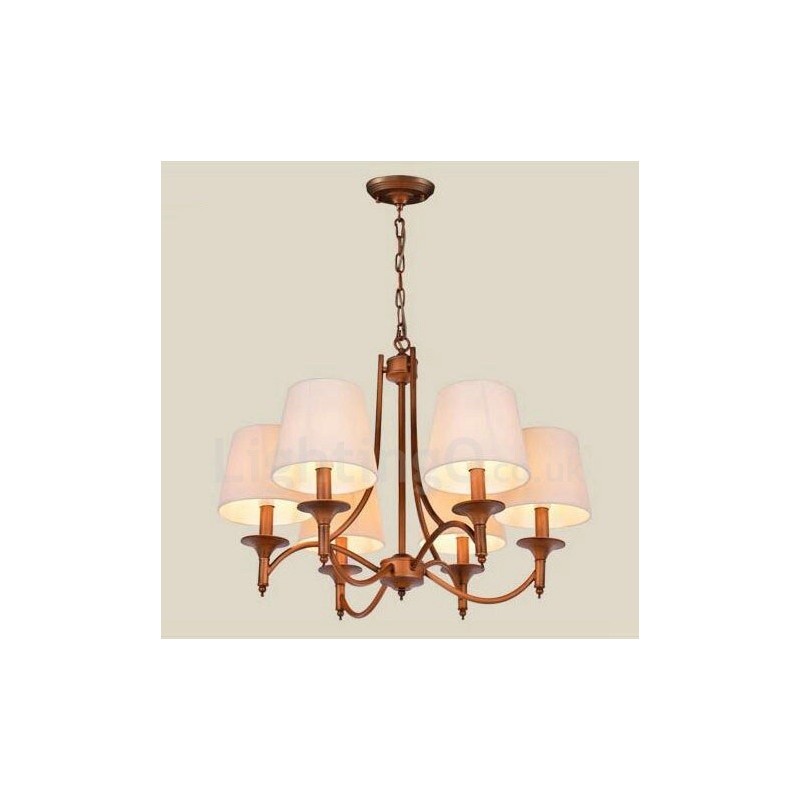 6 Light Rustic Lodge Integrated Metal Chandelier