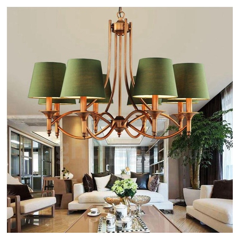 8 Light Rustic Lodge Integrated Metal Chandelier