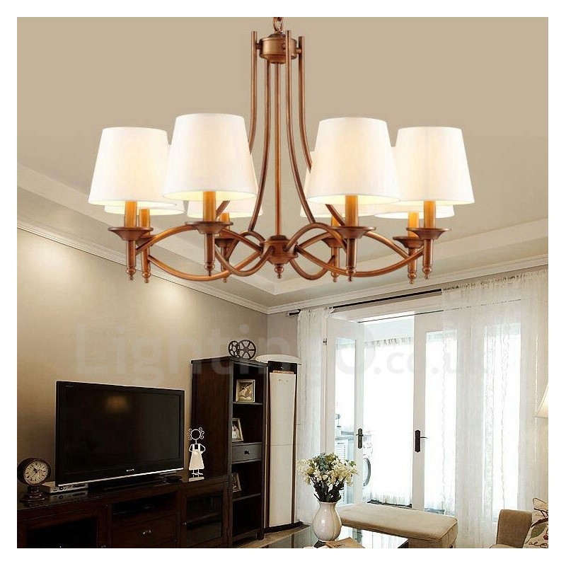 8 Light Rustic Lodge Integrated Metal Chandelier