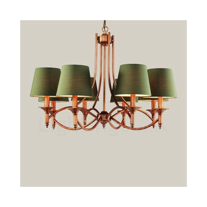 8 Light Rustic Lodge Integrated Metal Chandelier
