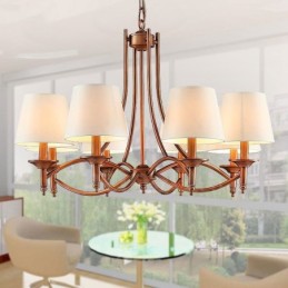 8 Light Rustic Lodge Integrated Metal Chandelier