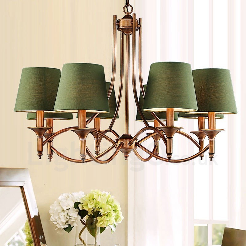 8 Light Rustic Lodge Integrated Metal Chandelier