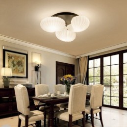 3 Light Traditional Classic Integrated Chandelier with Glass Shade