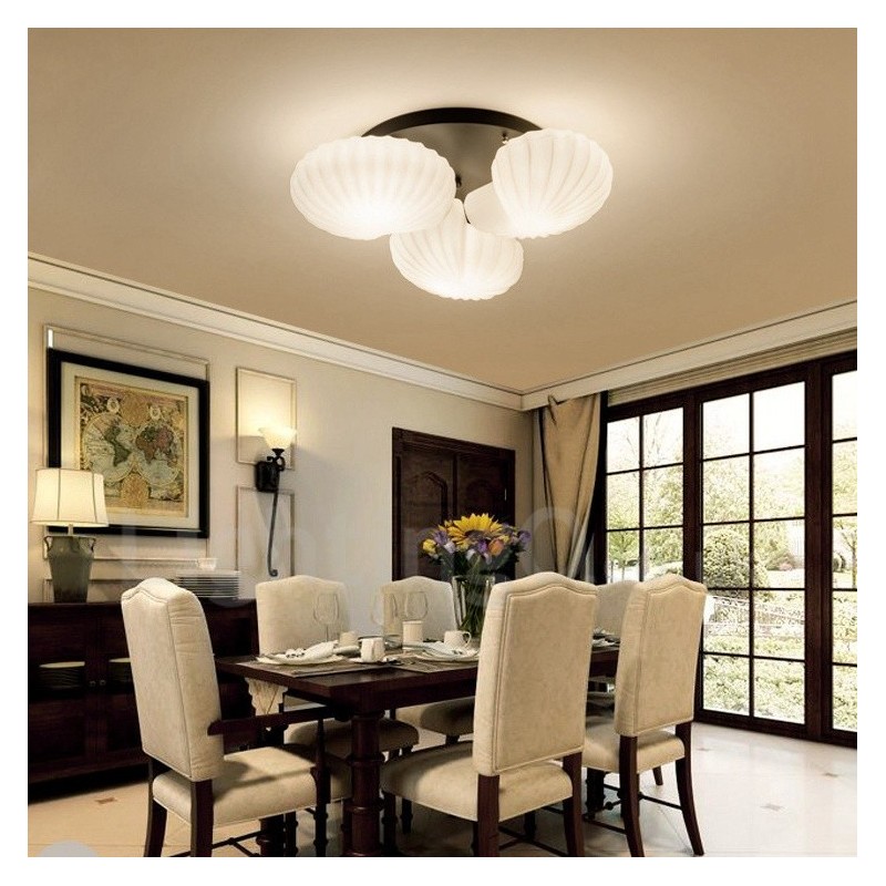 3 Light Traditional Classic Integrated Chandelier with Glass Shade