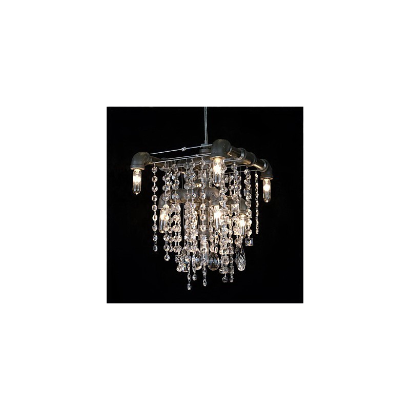 North American Style Characteristic Crystal 9 Light Chandelier In Pipe Design
