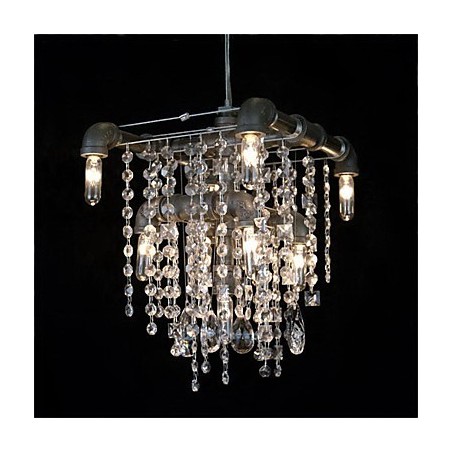 North American Style Characteristic Crystal 9 Light Chandelier In Pipe Design