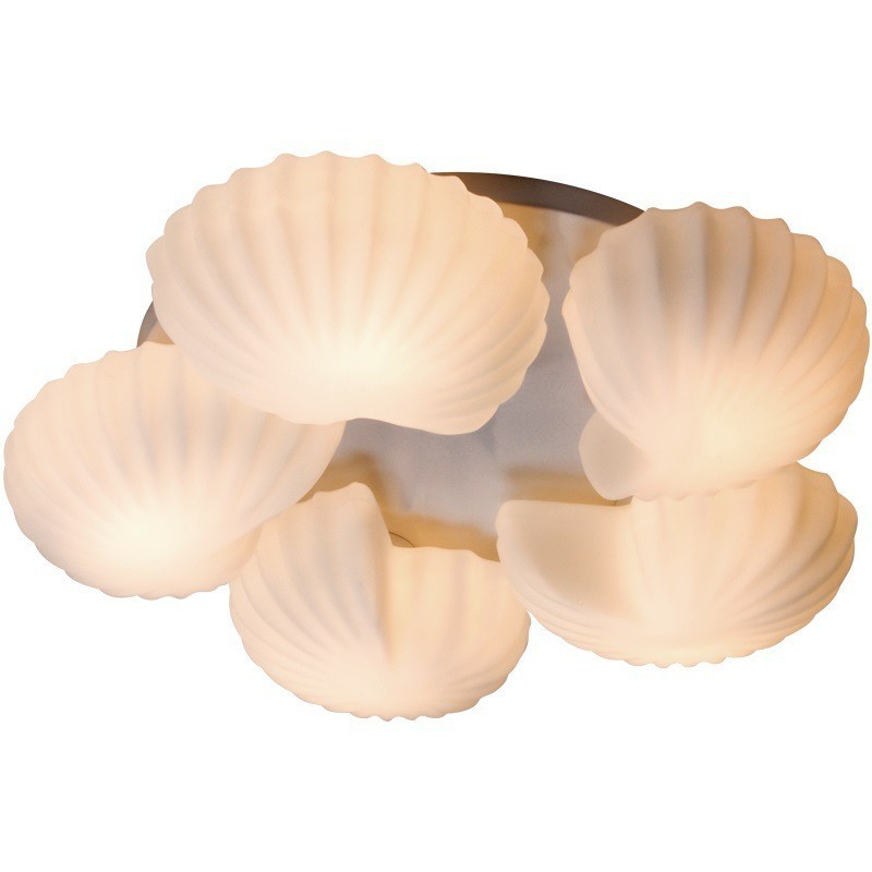 Conch 5 Light Traditional Classic Integrated Chandelier with Glass Shade