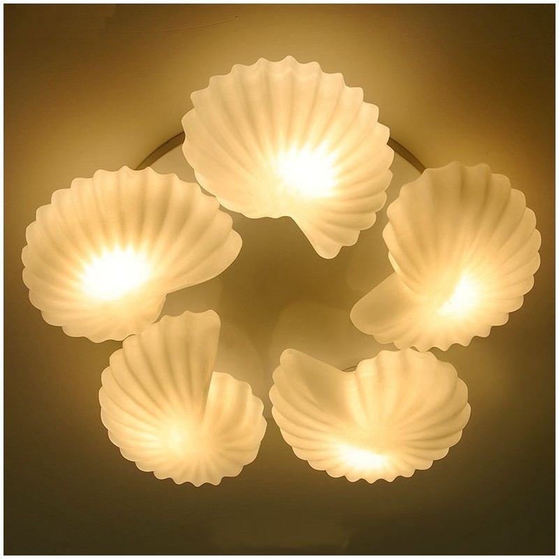 Conch 5 Light Traditional Classic Integrated Chandelier with Glass Shade