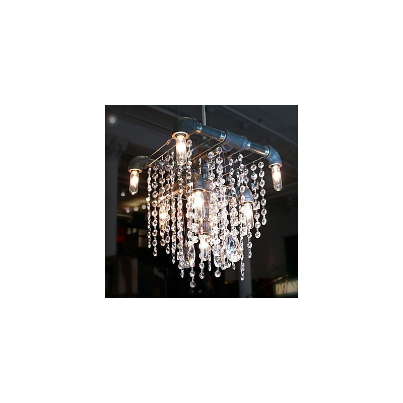 North American Style Characteristic Crystal 9 Light Chandelier In Pipe Design