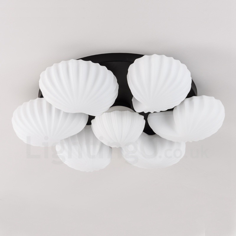 7 Light Traditional Classic Integrated Chandelier with Glass Shade