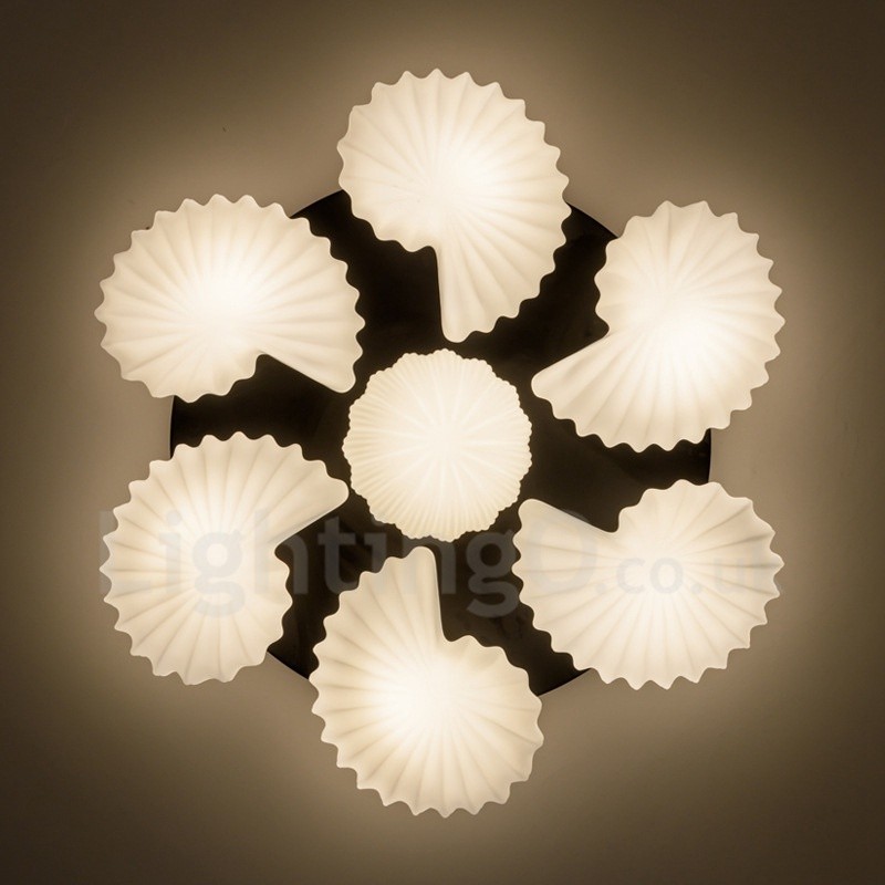 7 Light Traditional Classic Integrated Chandelier with Glass Shade