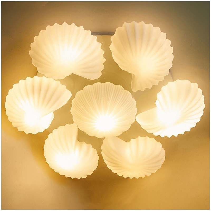 7 Light Traditional Classic Integrated Chandelier with Glass Shade