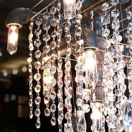 North American Style Characteristic Crystal 9 Light Chandelier In Pipe Design
