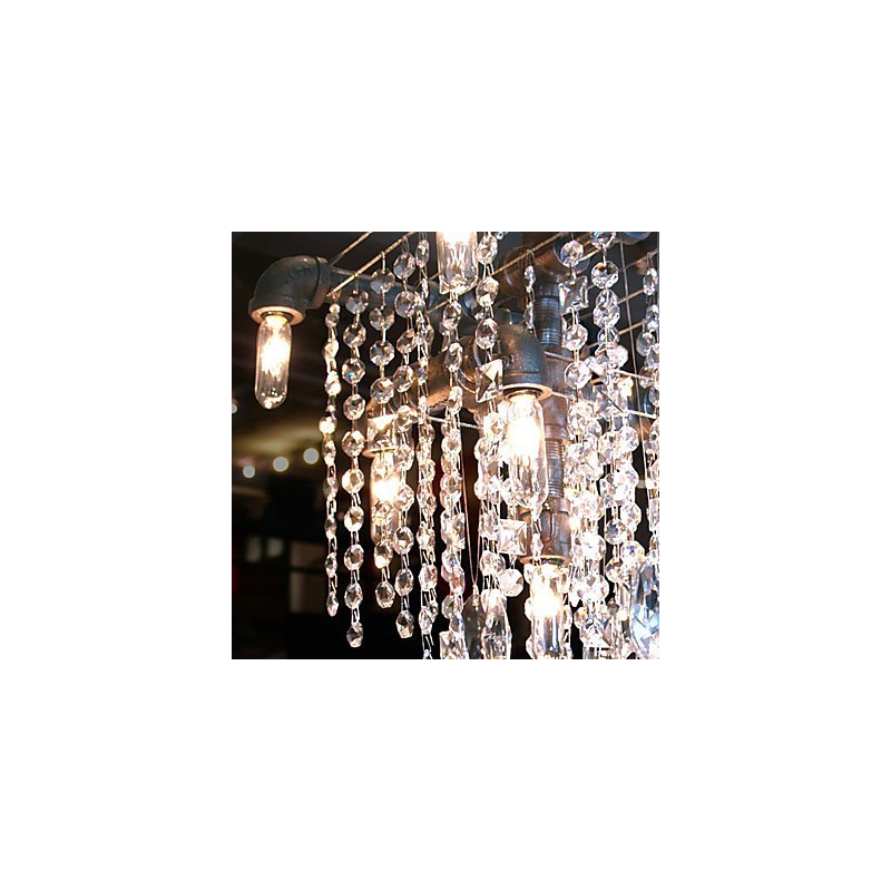 North American Style Characteristic Crystal 9 Light Chandelier In Pipe Design