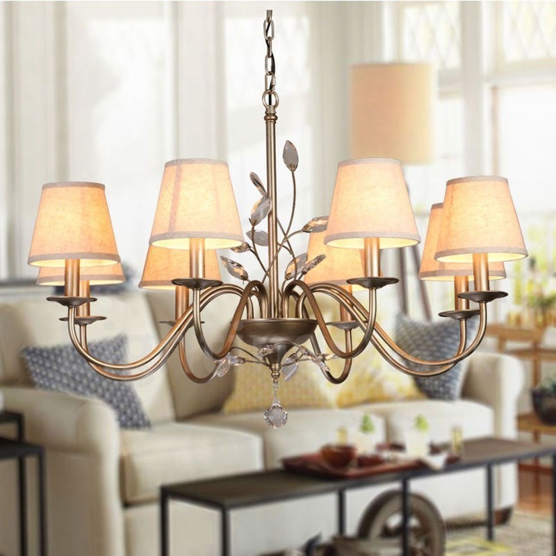 8 Light Rustic Lodge Integrated Metal Chandelier