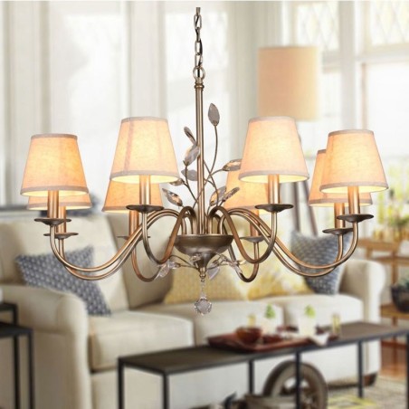 8 Light Rustic Lodge Integrated Metal Chandelier