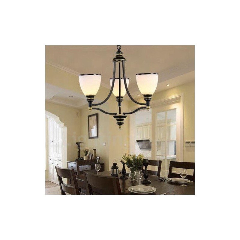 3 Light Rustic Lodge Integrated Metal Chandelier