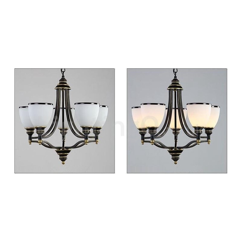 5 Light Rustic Lodge Integrated Metal Chandelier