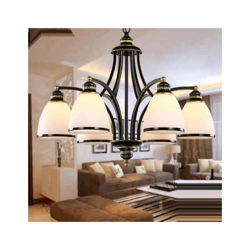 6 Light Rustic Lodge Integrated Metal Chandelier