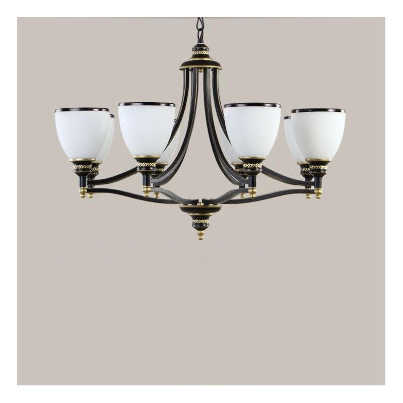 8 Light Rustic Lodge Integrated Metal Chandelier