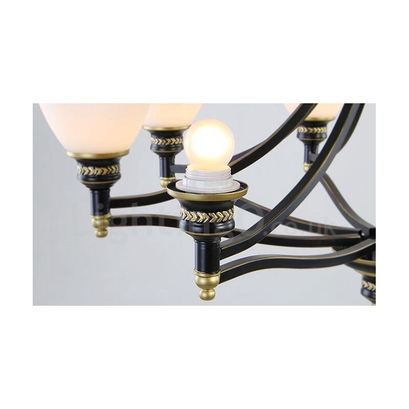 8 Light Rustic Lodge Integrated Metal Chandelier