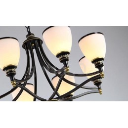 8 Light Rustic Lodge Integrated Metal Chandelier