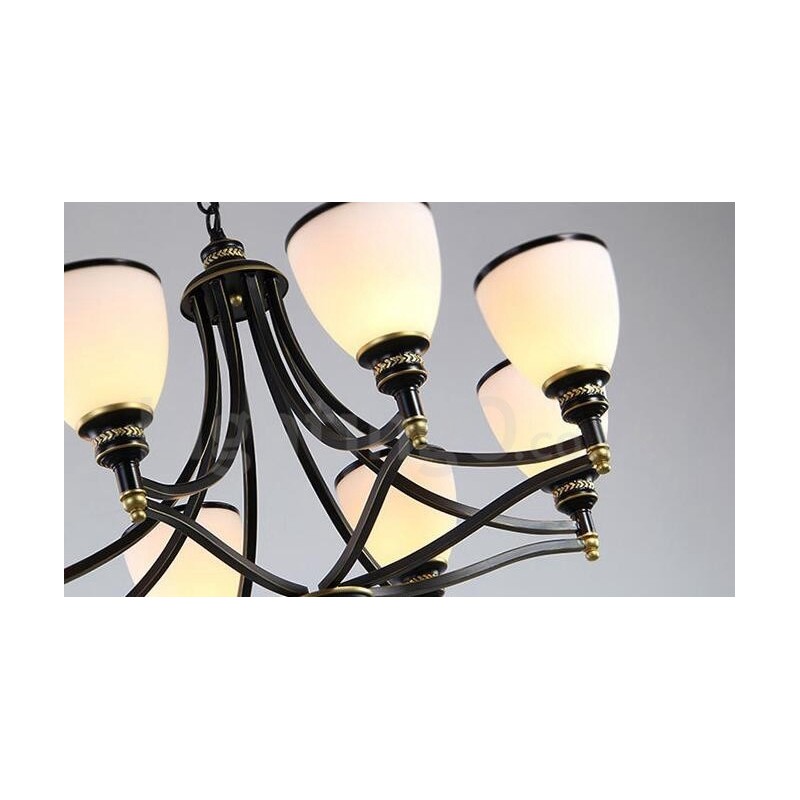 8 Light Rustic Lodge Integrated Metal Chandelier