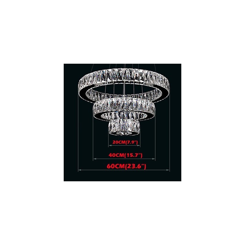 Crystal Pendant Light Modern Lighting Three Rings D204060 K9 Large Crystal Ceiling Lights Fixtures