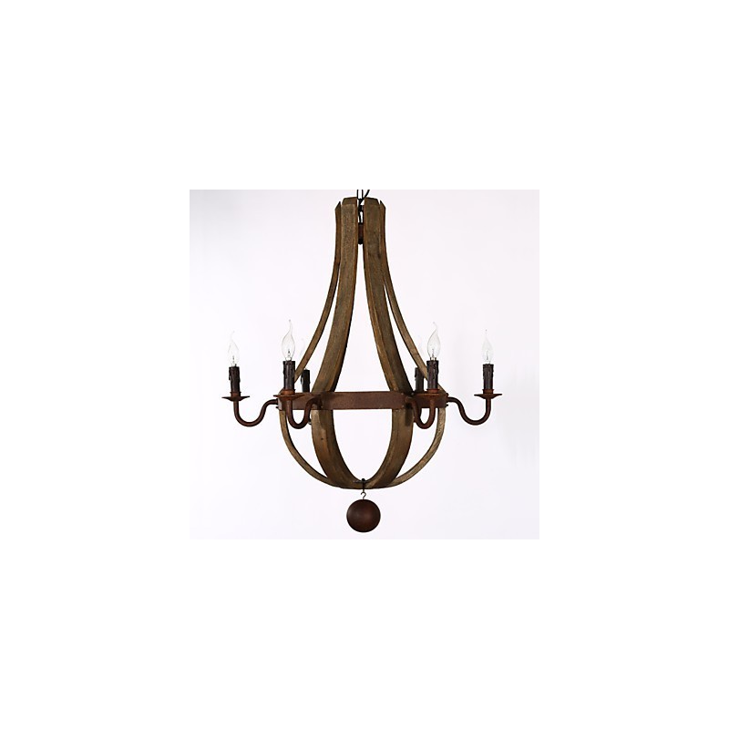 Vintage Amercian Rustic Wooden Pendant Winerel Chandelier Lamp Liviing and Lamp