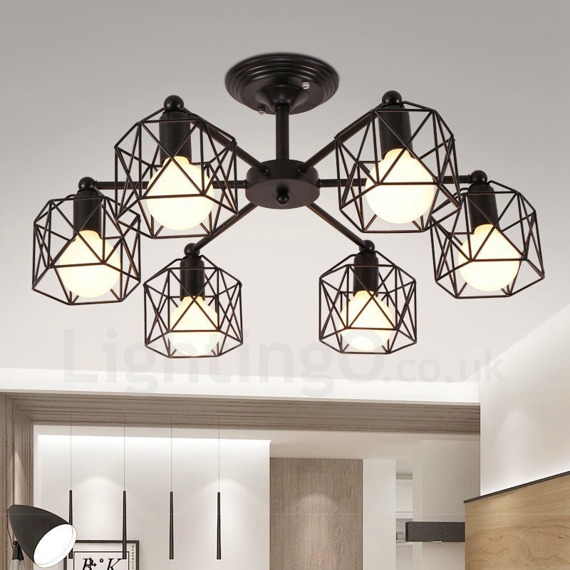 6 Light Rustic Lodge Integrated Chandelier