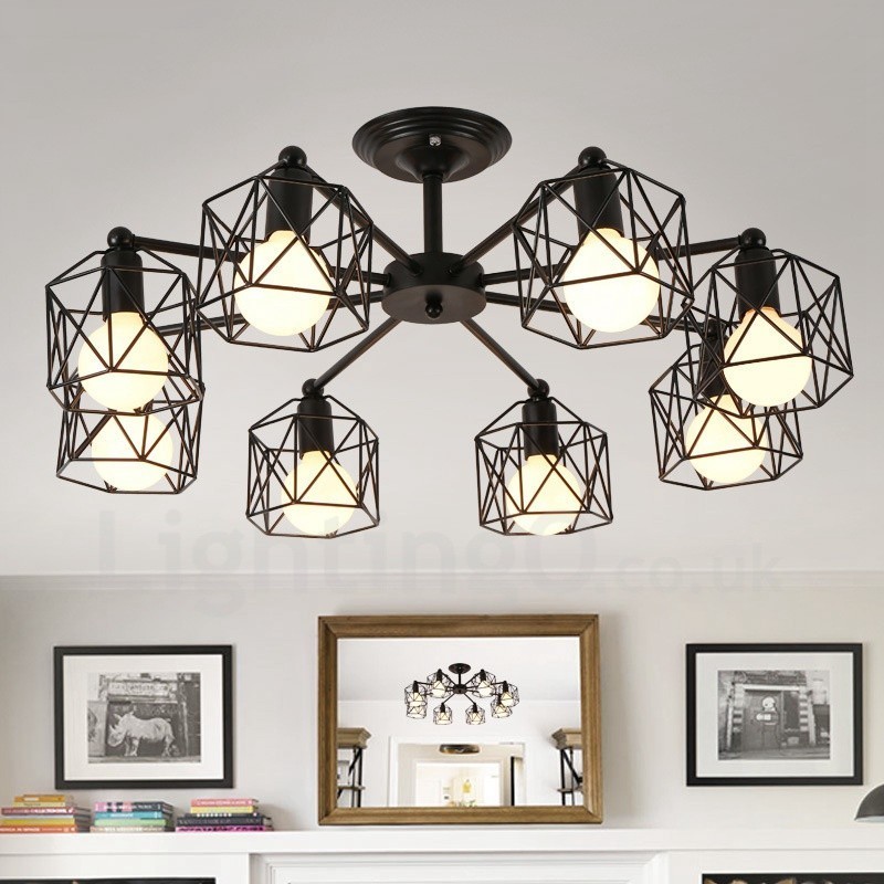 8 Light Rustic Lodge Integrated Chandelier