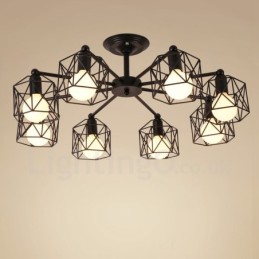 8 Light Rustic Lodge Integrated Chandelier