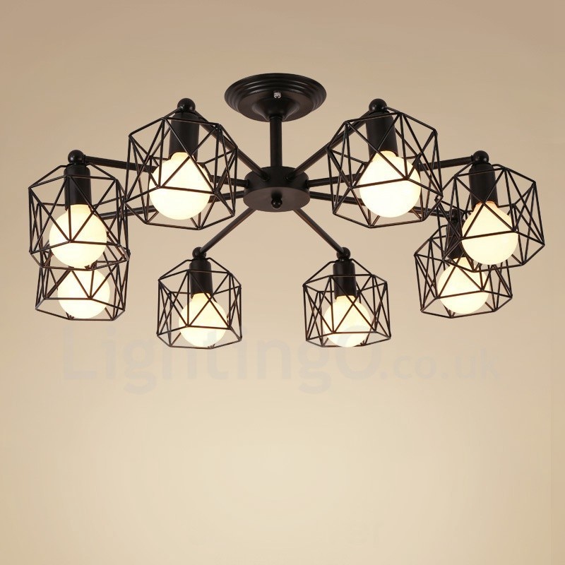 8 Light Rustic Lodge Integrated Chandelier