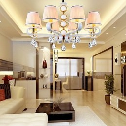 Fabric Chandelier 8 Light Modern Minimalist High Grade Lamp
