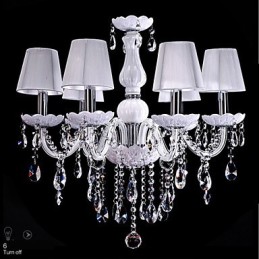 6 Lights Luxury Crystal Chandelier White Color K9 Crystal Chandelier