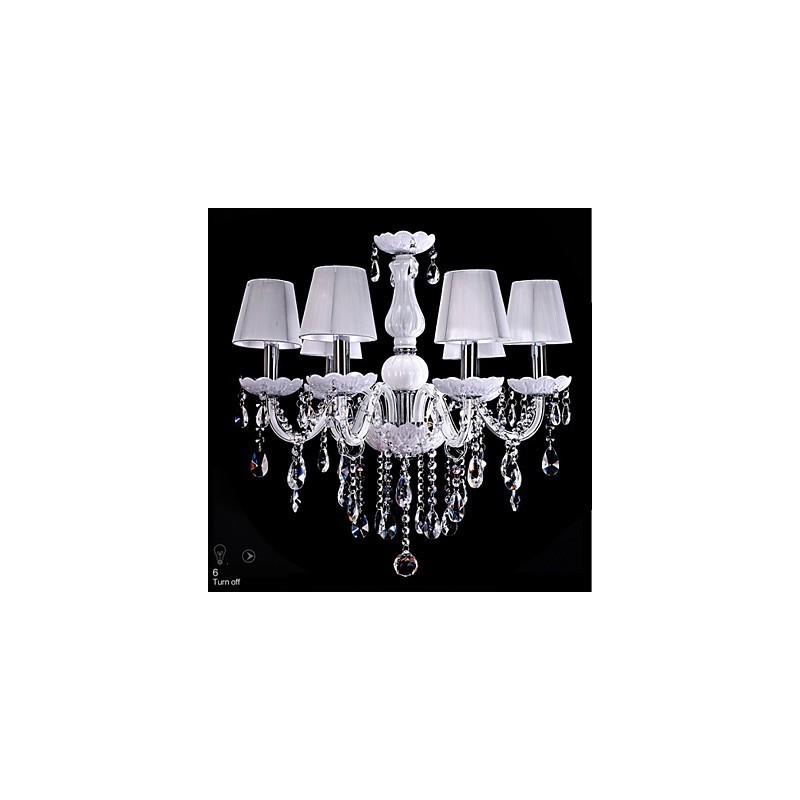 6 Lights Luxury Crystal Chandelier White Color K9 Crystal Chandelier