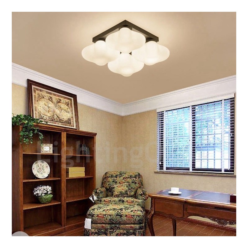 4 Light Rustic Lodge Integrated Flush Mount Light