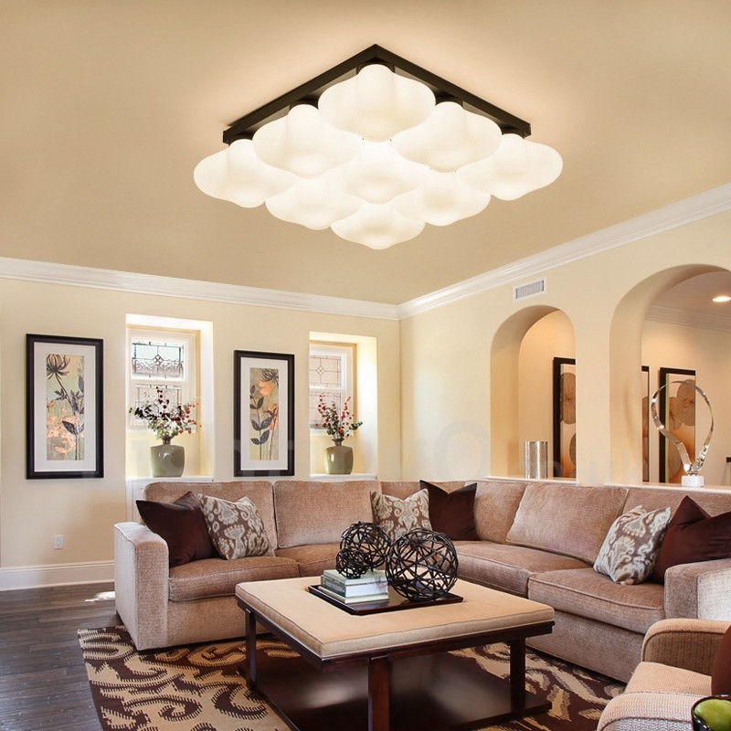 9 Light Rustic Lodge Integrated Flush Mount Light