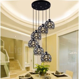 6 Light Rustic Lodge Integrated Pendant Light