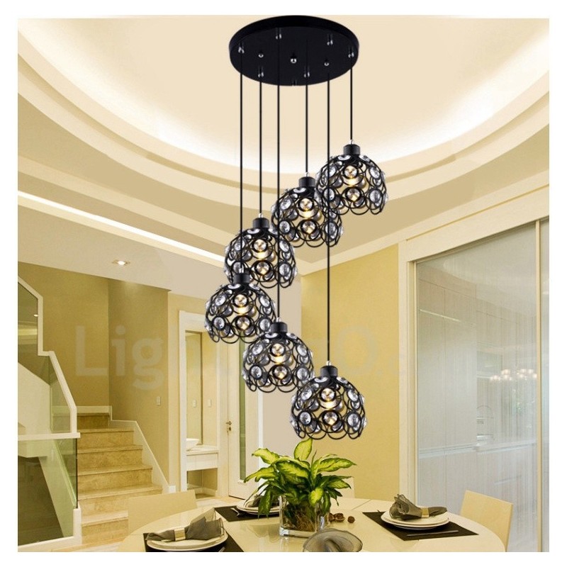 6 Light Rustic Lodge Integrated Pendant Light