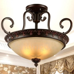 Single Light Rustic Lodge Integrated Metal Flush Mount Light