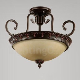 Single Light Rustic Lodge Integrated Metal Flush Mount Light