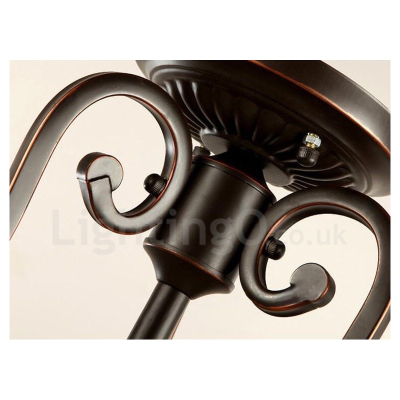 Single Light Rustic Lodge Integrated Metal Flush Mount Light