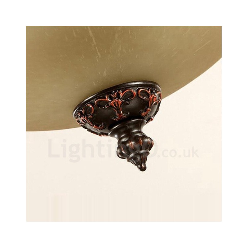 Single Light Rustic Lodge Integrated Metal Flush Mount Light