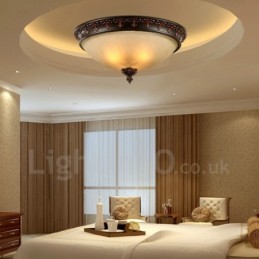 Single Light Rustic Lodge Integrated Metal Flush Mount Light