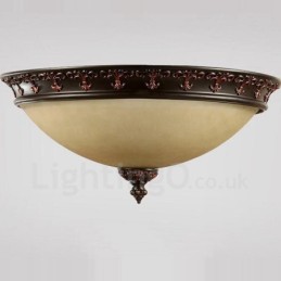 Single Light Rustic Lodge Integrated Metal Flush Mount Light