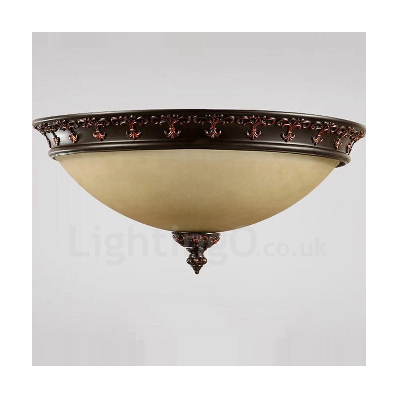 Single Light Rustic Lodge Integrated Metal Flush Mount Light