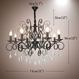 8 Head Of European Style Crystal Lamp Metal Chandelier Lighting