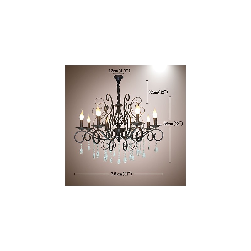 8 Head Of European Style Crystal Lamp Metal Chandelier Lighting